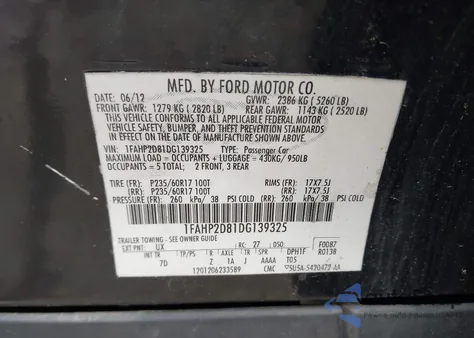 2013 Ford Taurus Se из США, поврежденный, VIN 1FAHP2D81DG139325